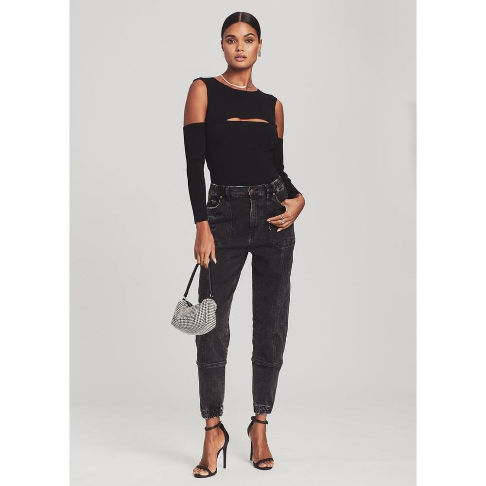 NWT Retrofete Carter High Rise Jogger Style Jeans Color Onyx Black Size 29